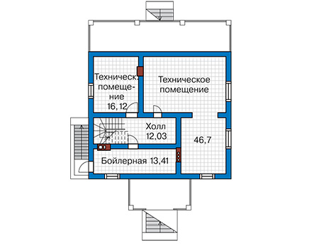 Планировка цокольного этажа :: Проект дома из газобетона 60-83