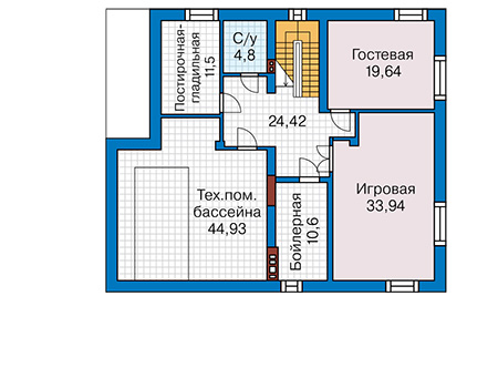 Планировка цокольного этажа :: Проект дома из газобетона 60-88