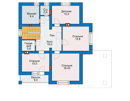 Планировка мансардного этажа :: Проект дома из газобетона 61-30