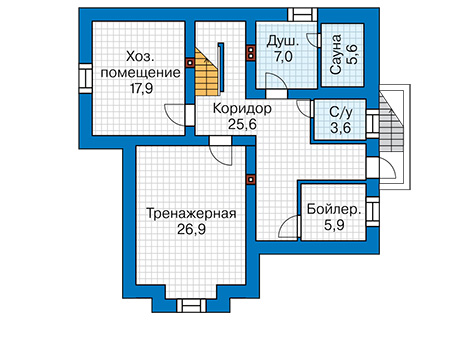 Планировка цокольного этажа :: Проект дома из газобетона 61-48