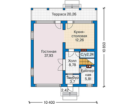 Планировка первого этажа :: Проект дома из газобетона 61-68