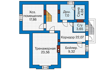 Планировка цокольного этажа :: Проект дома из газобетона 61-69