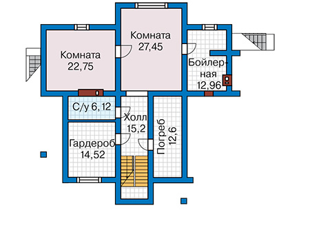 Планировка цокольного этажа :: Проект дома из газобетона 61-94