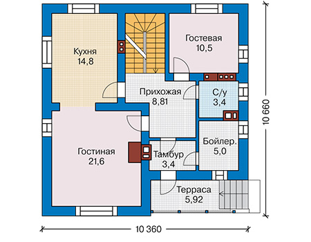 Планировка первого этажа :: Проект дома из газобетона 62-12