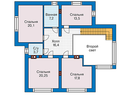 Планировка второго этажа :: Проект дома из газобетона 62-24