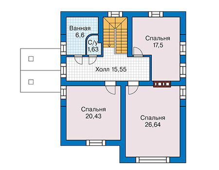 Планировка мансардного этажа :: Проект дома из газобетона 62-41