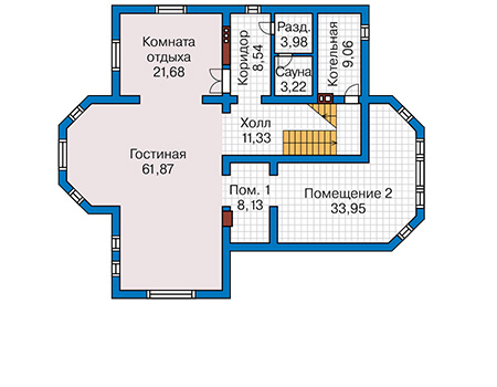 Планировка цокольного этажа :: Проект дома из газобетона 62-66