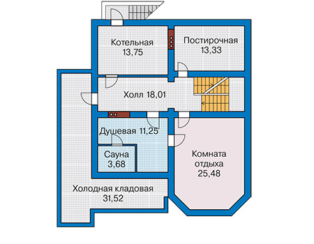 Планировка цокольного этажа :: Проект дома из газобетона 62-71