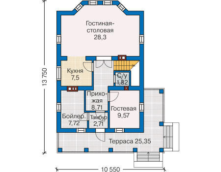 Планировка первого этажа :: Проект дома из газобетона 62-98