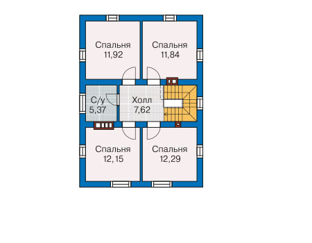 Планировка второго этажа :: Проект дома из газобетона 62-98
