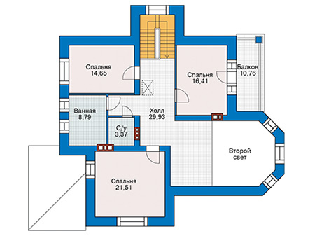 Планировка мансардного этажа :: Проект дома из газобетона 63-01