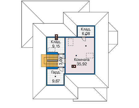 Планировка мансардного этажа :: Проект дома из газобетона 63-03