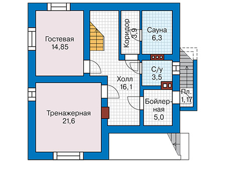 Планировка цокольного этажа :: Проект дома из газобетона 63-20