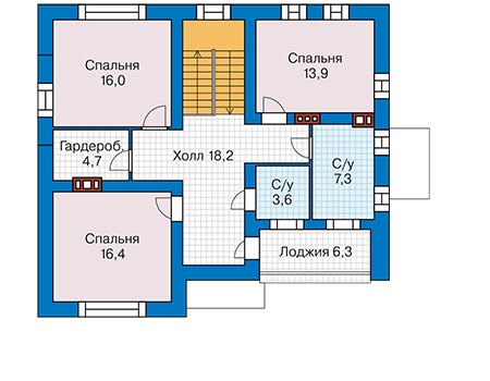 Планировка мансардного этажа :: Проект дома из газобетона 63-25