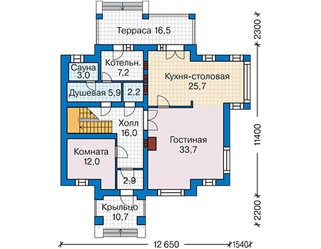 Планировка первого этажа :: Проект дома из газобетона 63-41