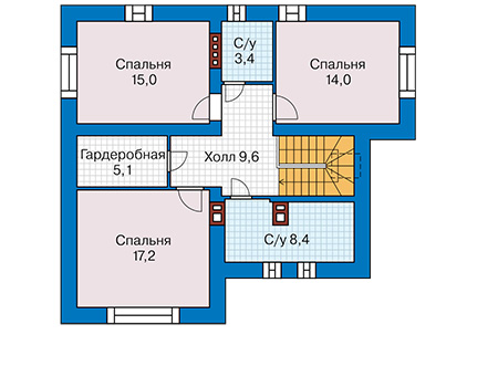 Планировка мансардного этажа :: Проект дома из газобетона 63-42