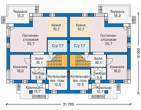 Планировка первого этажа :: Проект дома из газобетона 63-45