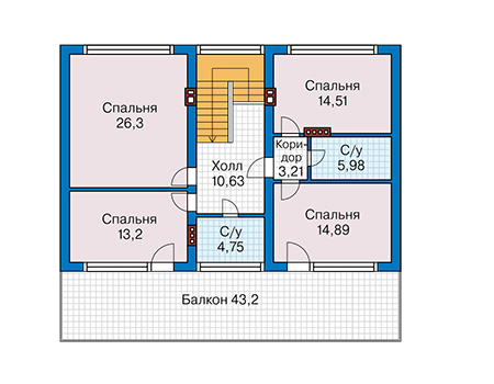 Планировка мансардного этажа :: Проект дома из газобетона 63-77