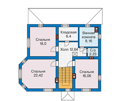 Планировка второго этажа :: Проект дома из газобетона 63-80