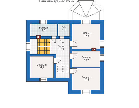 Планировка мансардного этажа :: Проект дома из газобетона 63-94