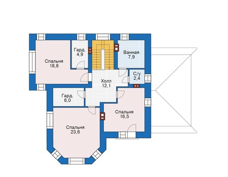 Планировка второго этажа :: Проект дома из газобетона 63-97