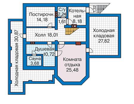 Планировка цокольного этажа :: Проект дома из газобетона 64-21