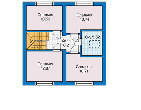 Планировка мансардного этажа :: Проект дома из газобетона 64-31