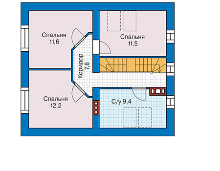 Планировка мансардного этажа :: Проект дома из газобетона 64-84