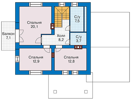 Планировка мансардного этажа :: Проект дома из газобетона 65-35