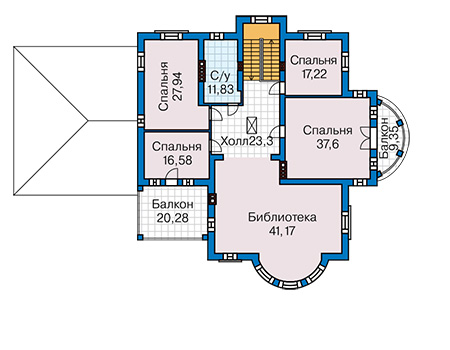 Планировка второго этажа :: Проект дома из газобетона 65-56