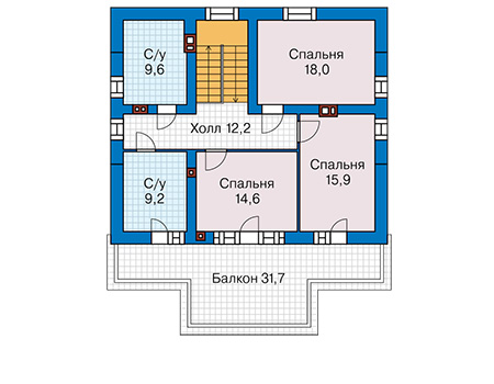 Планировка мансардного этажа :: Проект дома из газобетона 65-65