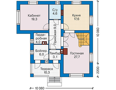 Планировка первого этажа :: Проект дома из газобетона 65-79