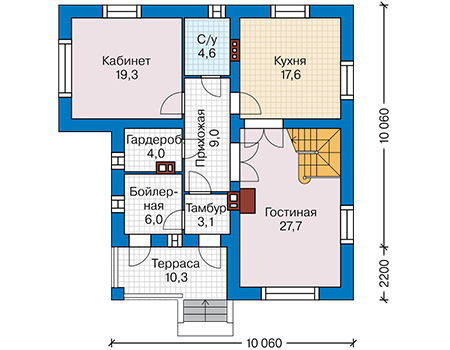 Планировка первого этажа :: Проект дома из газобетона 65-80