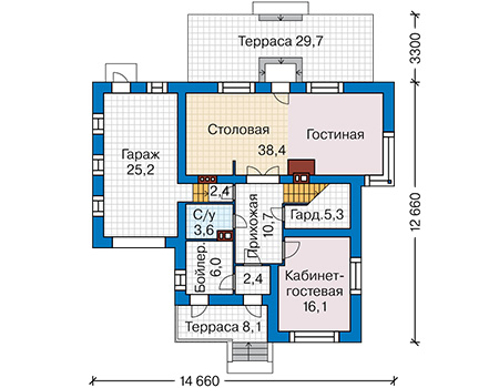 Планировка первого этажа :: Проект дома из газобетона 65-81