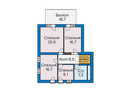 Планировка мансардного этажа :: Проект дома из газобетона 65-82