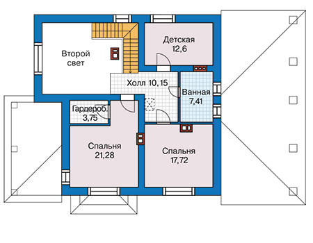 Планировка второго этажа :: Проект дома из газобетона 66-04