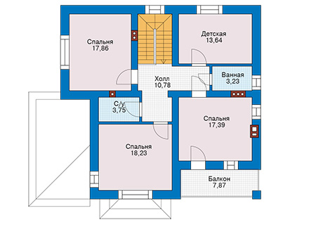 Планировка второго этажа :: Проект дома из газобетона 66-10