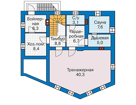 Планировка цокольного этажа :: Проект дома из газобетона 66-53