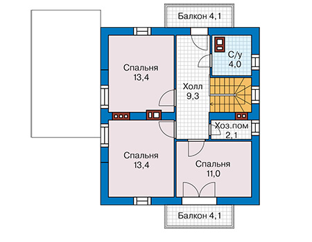 Планировка мансардного этажа :: Проект дома из газобетона 66-54