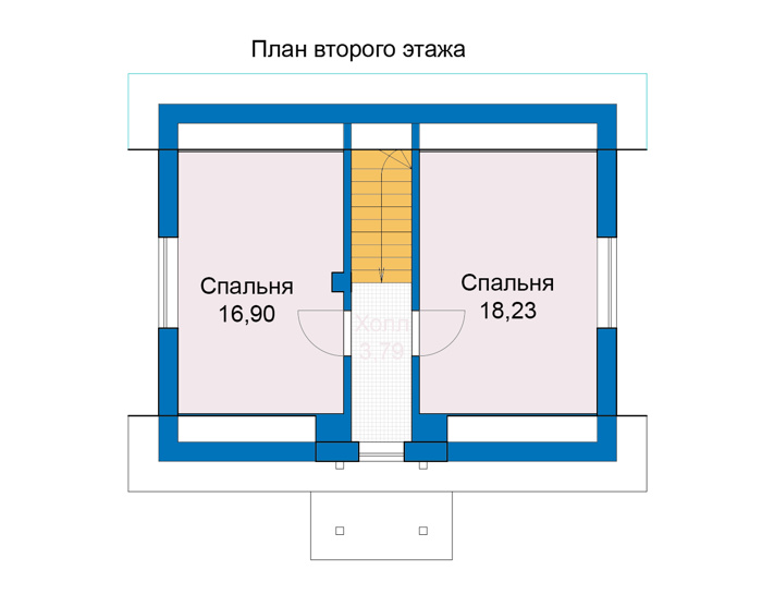 Планировка второго этажа :: Проект дома из газобетона 67-04