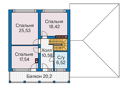 Планировка мансардного этажа :: Проект дома из газобетона 67-58