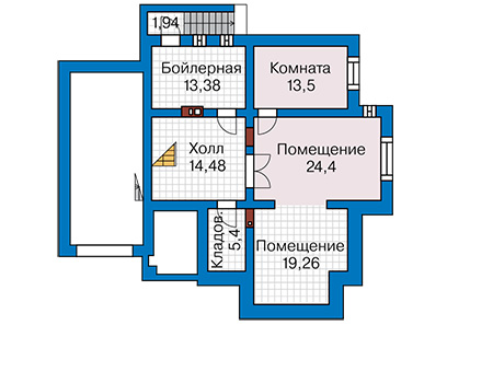 Планировка цокольного этажа :: Проект дома из газобетона 67-66