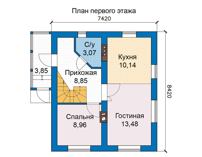 Планировка первого этажа :: Проект дома из газобетона 67-68