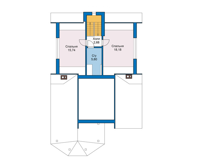 Планировка мансардного этажа :: Проект дома из газобетона 67-74