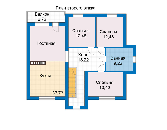 Планировка второго этажа :: Проект дома из газобетона 68-31