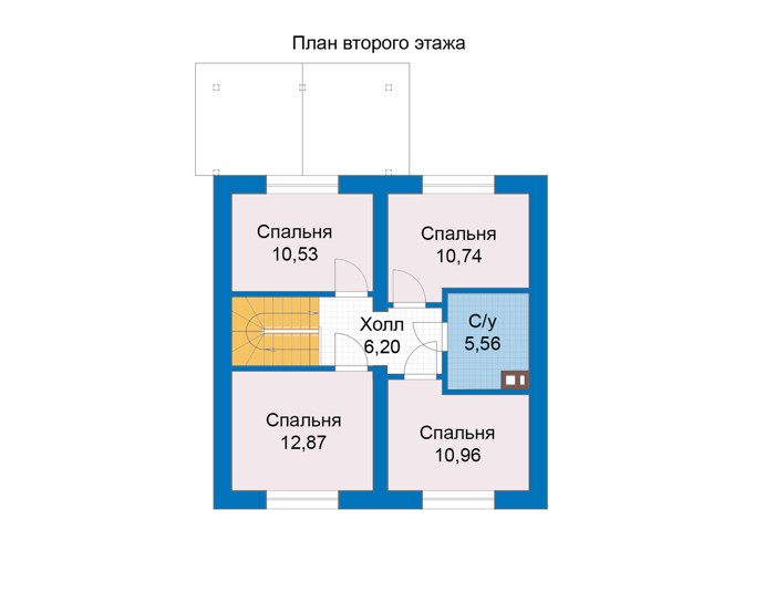 Планировка мансардного этажа :: Проект дома из газобетона 69-06