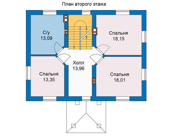 Планировка второго этажа :: Проект дома из газобетона 69-34