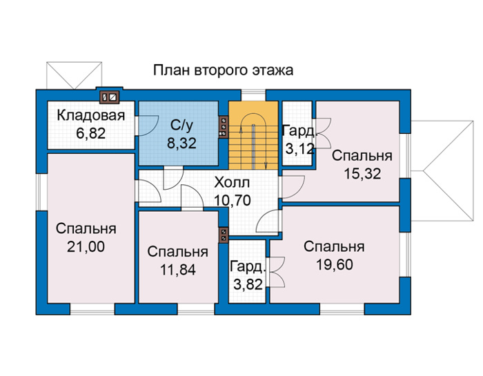 Планировка второго этажа :: Проект дома из газобетона 69-53