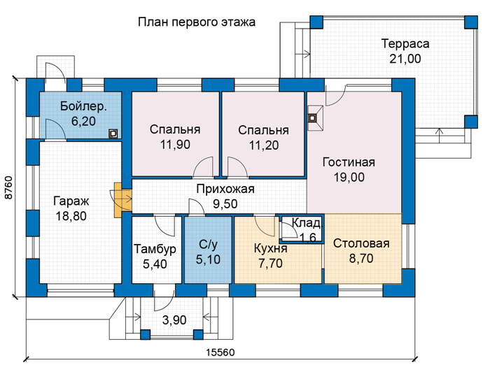 Проект дома из пеноблока 69-96 :: Интернет-магазин Plans.ru :: Готовые  проекты домов