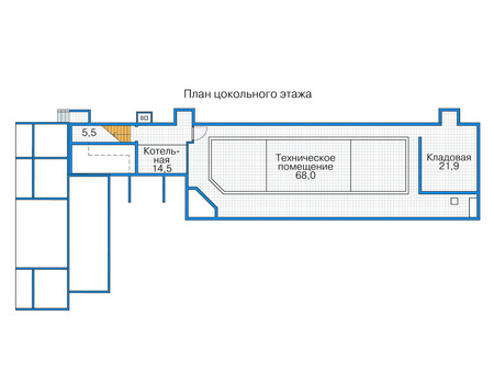 Планировка цокольного этажа :: Проект каркасного дома 70-17